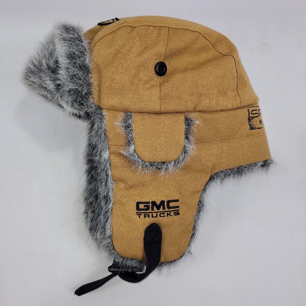 GMC Trucks Sawbuck Workwear Choko Vintage Aviator Trapper Faux Fur Winter Hat
